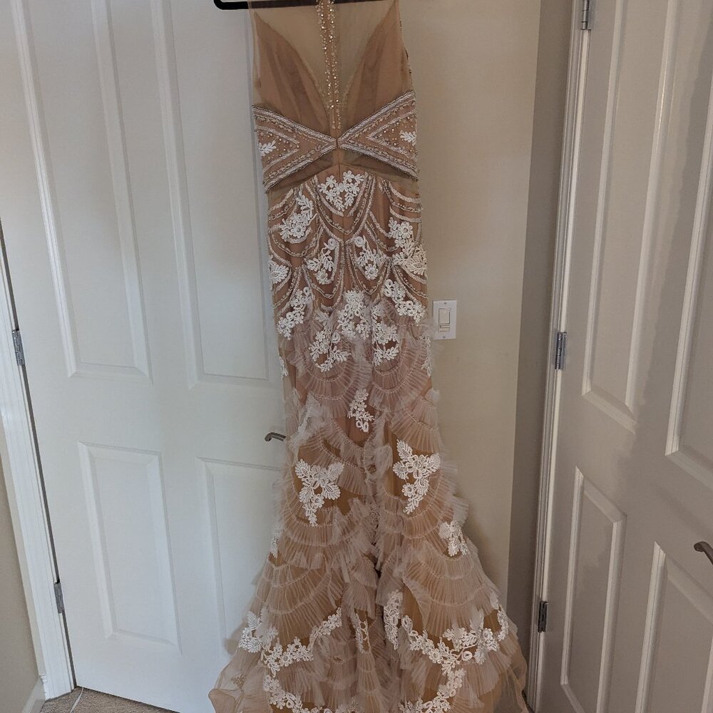 Jovani Lace Pattern Long Dress - Picture 2 of 2